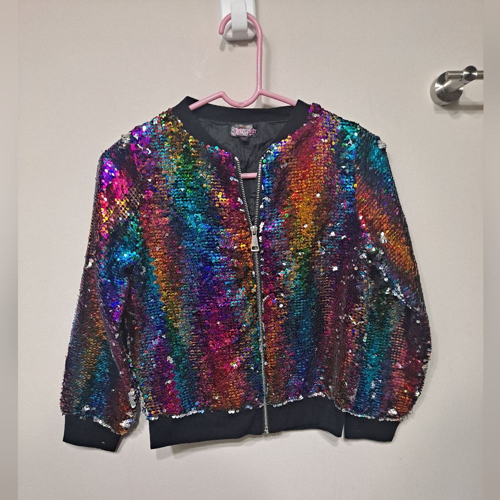 JoJo siwa flip sequin bomber jacket rainbow